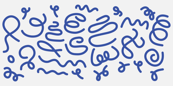 Collection of blue squiggles and swirls