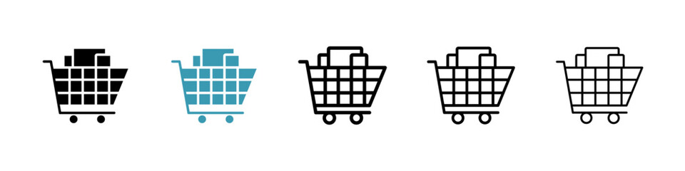 Full cart icons collection in black and blue colors © naba
