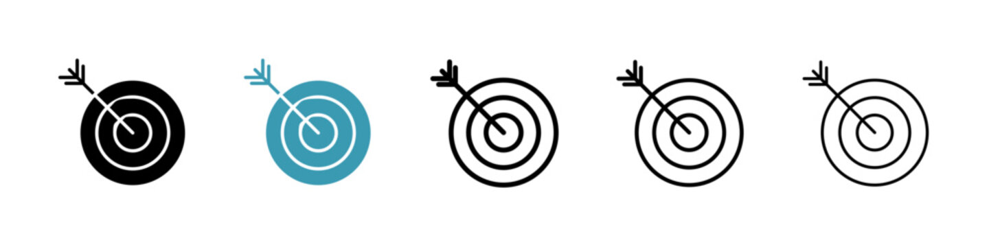 Goal setting icons collection in black and blue colors