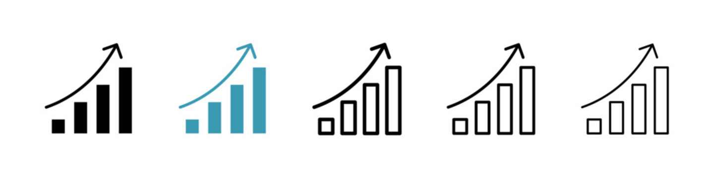 Graph icons collection in black and blue colors