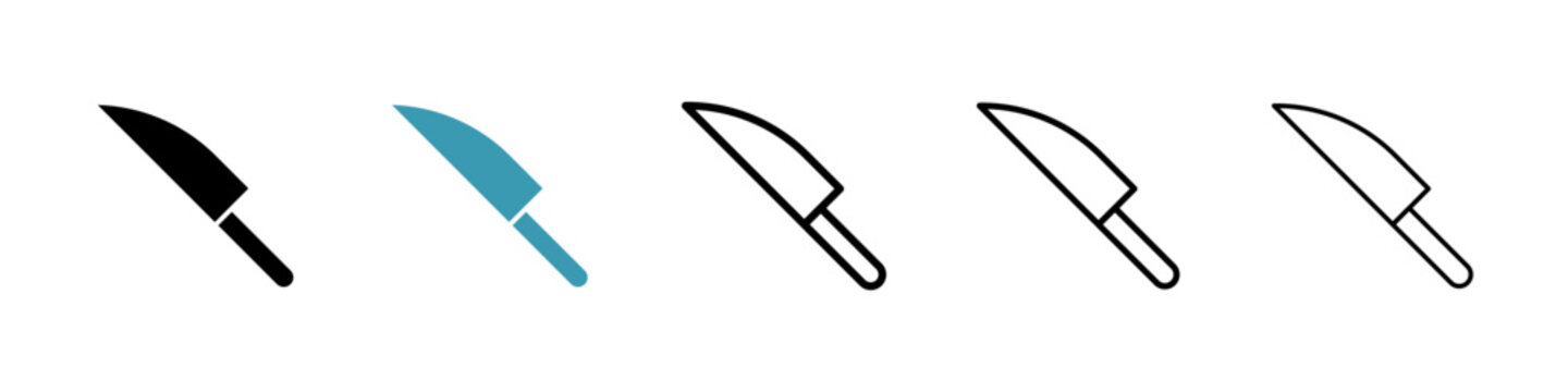 Knife icons collection in black and blue colors