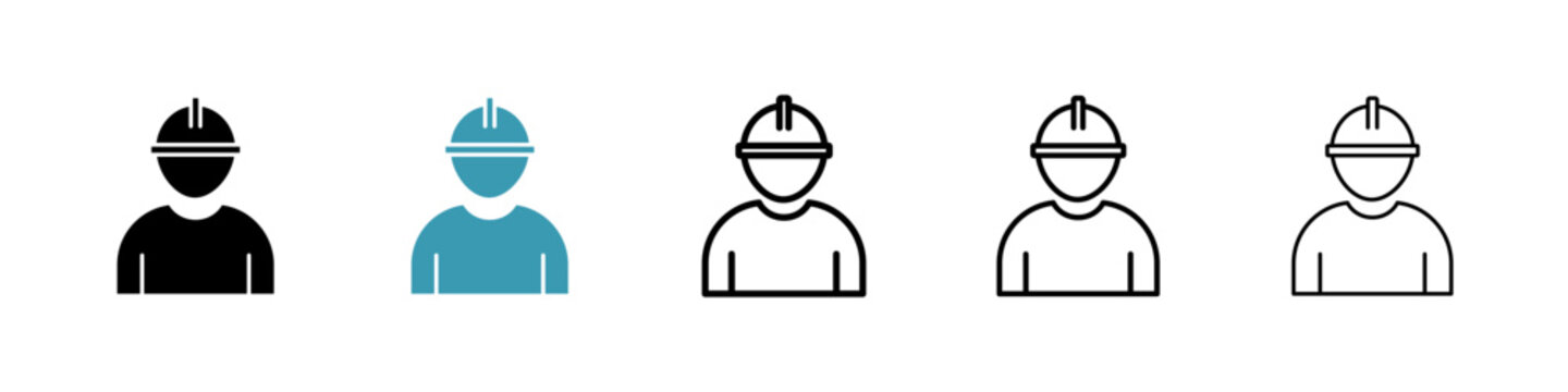 Labour icons collection in black and blue colors