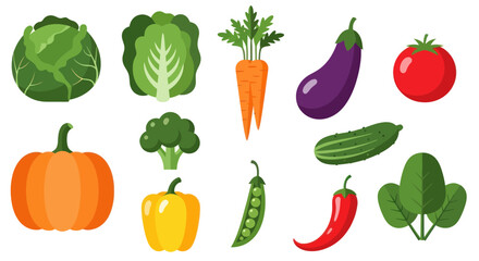 Fototapeta premium Vegetable assortment colorful isolated illustration