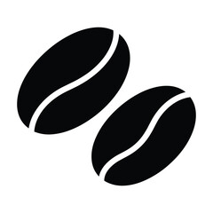 Fototapeta premium Two black coffee beans icon on a white background
