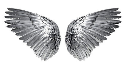 Fototapeta premium Liquid Chrome Angel wings mockup isolated on transparent background