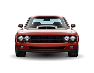 Naklejka premium Front view of a classic red muscle car