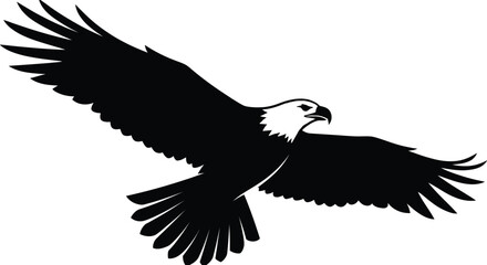 Fototapeta premium Flying Eagle Silhouette with Spread Wings – Bird of Prey Vector