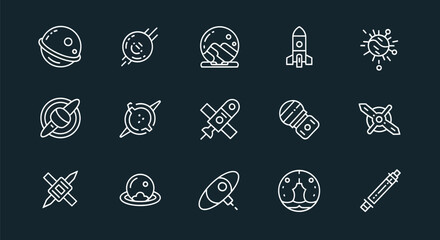 Space icons set on dark background © Golden