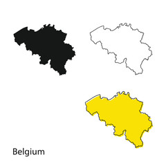 Obraz premium Belgium map vector illustration. country map set with black, outline, and color options