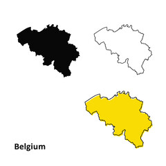 Obraz premium Belgium map vector illustration. country map set with black, outline, and color options