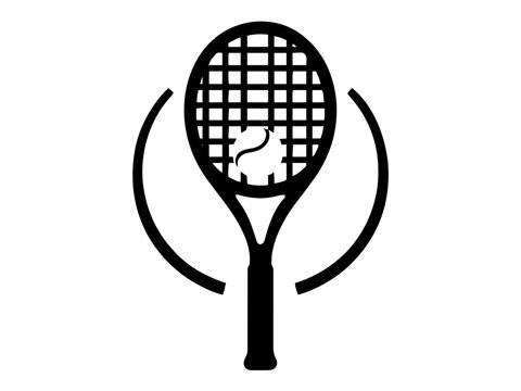 Ein Tennisschl&auml;ger trifft einen Ball, der mit Bewegungslinien dargestellt wird. Das Motiv zeigt einen typischen Schlagmoment.KI Generiert