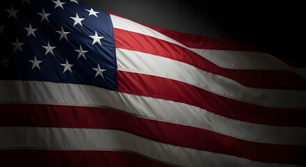 Obraz premium Waving american flag in the dark