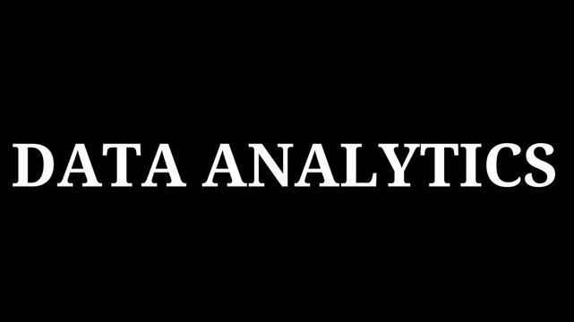 Bold white text clearly displaying the concept of data analytics centered against a plain solid black background for strong visual impact.