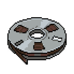 Fototapeta premium Pixel art film reel – retro 8bit movie cinema icon