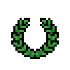 Fototapeta premium Pixel art laurel wreath - retro 8bit victory award crown symbol icon