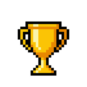 Pixel art trophy cup &ndash; retro 8bit winner award game icon
