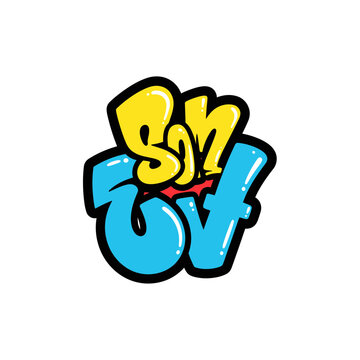Graffiti-Style Lettering of the Word SOVA vector illustration