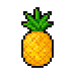 Fototapeta premium Pixel art pineapple fruit – tropical retro 8bit food icon illustration