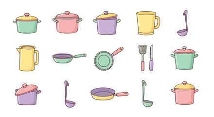 Colorful kitchen utensils illustration