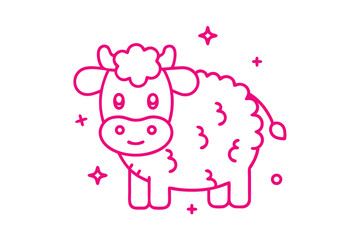 Obraz premium Fluffy cloud character looking confused with question mark in line art