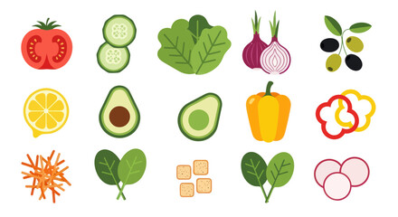 Fototapeta premium Fresh salad ingredients isolated on white