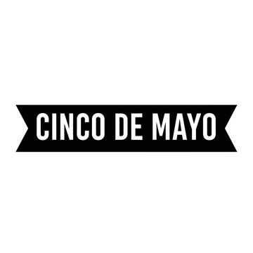 Cinco de Mayo celebration banner with bold black ribbon design and festive typography motif across a street graphic.