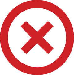 Fototapeta premium Red circle with bold white x mark in the center cross