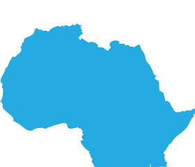 Obraz premium Blue silhouette of africa with a focus on the northern regions