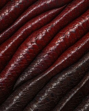 Crimson Rippled Reptilian Skin Pattern With Detailed Red Scale Texture Background