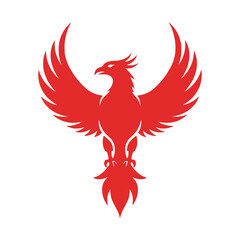 Fototapeta premium Red Phoenix Bird Icon Symbol.
