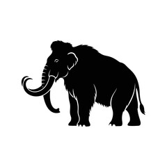 Fototapeta premium Black silhouette of a mammoth animal.