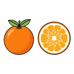 Whole and Halved Orange Fruit.