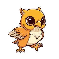 Obraz premium Cartoon Yellow Owl Character Design.