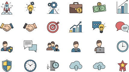Business and finance icons set for startup and success 5.