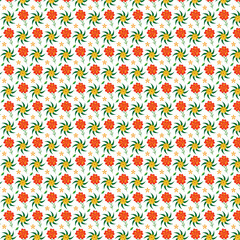 Obraz premium Seamless floral pattern with red and yellow flowers on white background
