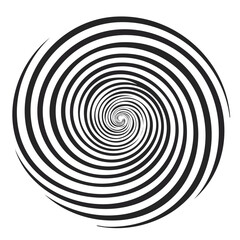 Black and white spiral design on white background for abstract concepts