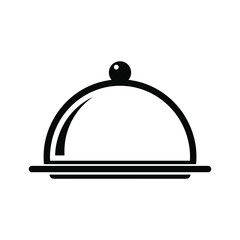 Obraz premium Simple Black Icon of a Food Cloche or Serving Dome