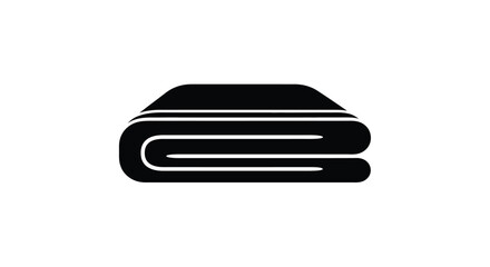 A simple black icon depicting a neatly folded stack of towels