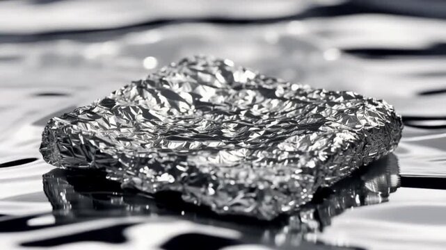 A close-up grayscale image of a droplet of water with a unique shape