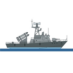 Obraz premium simple and minimalist warship flat vector 04