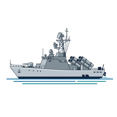 simple and minimalist warship flat vector 00 © Vector