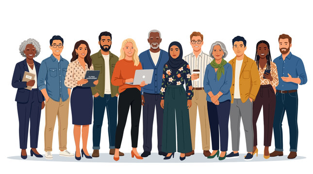 Diverse group of people standing.