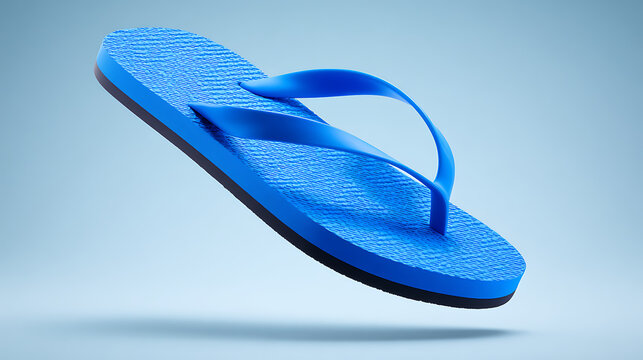 A single blue flip-flop floats against a light blue background.