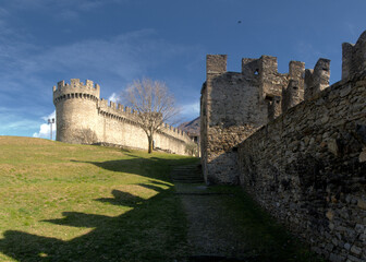 Walls of Castello di Montebello in Bellinzona, Ticino