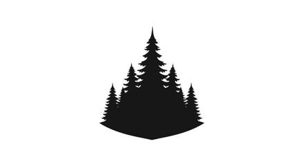 Obraz premium Black Silhouette of a Dense Pine Forest on a White Background