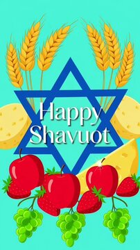 Animated happy shavuot jewish holiday greeting card