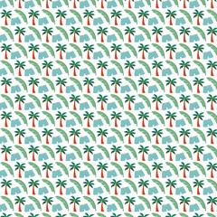Obraz premium Seamless pattern of colorful tropical elements on white background