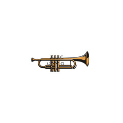 Obraz premium Isolated Trumpet Musical Instrument on White vector illustration
