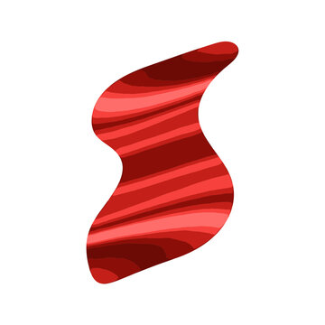 Abstract Red S Shape with Wavy Lines vector illustration