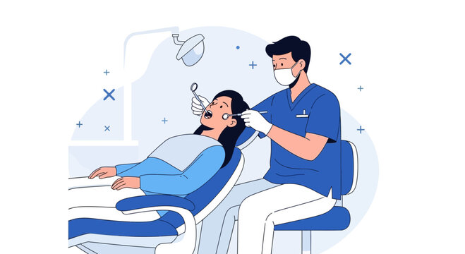 Dentist examining patient's teeth in modern dental clinic, healthcare concept